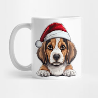 Christmas Peeking Beagle Dog Mug